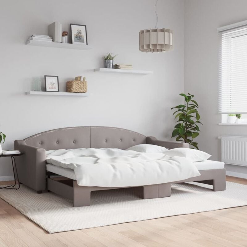 foto del prodotto divano letto con letto estraibile tortora 90x200 cm in tessuto vidaxl