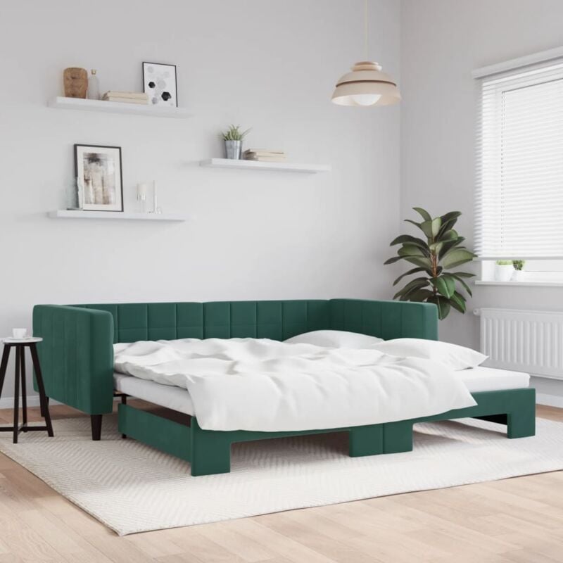 foto del prodotto divano letto con letto estraibile verde scuro 100x200cm velluto vidaxl 268841