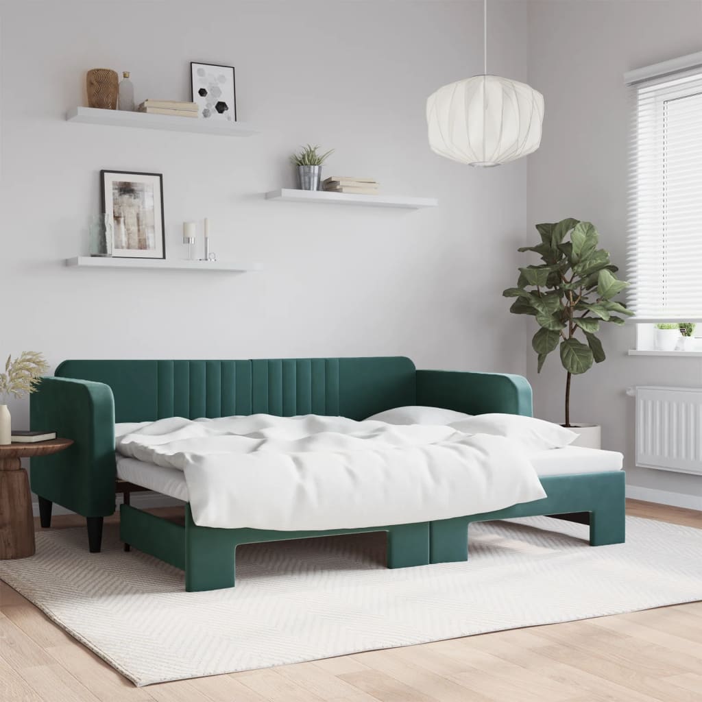foto del prodotto divano letto con letto estraibile verde scuro 90x200cm vellutocod mxl 82662