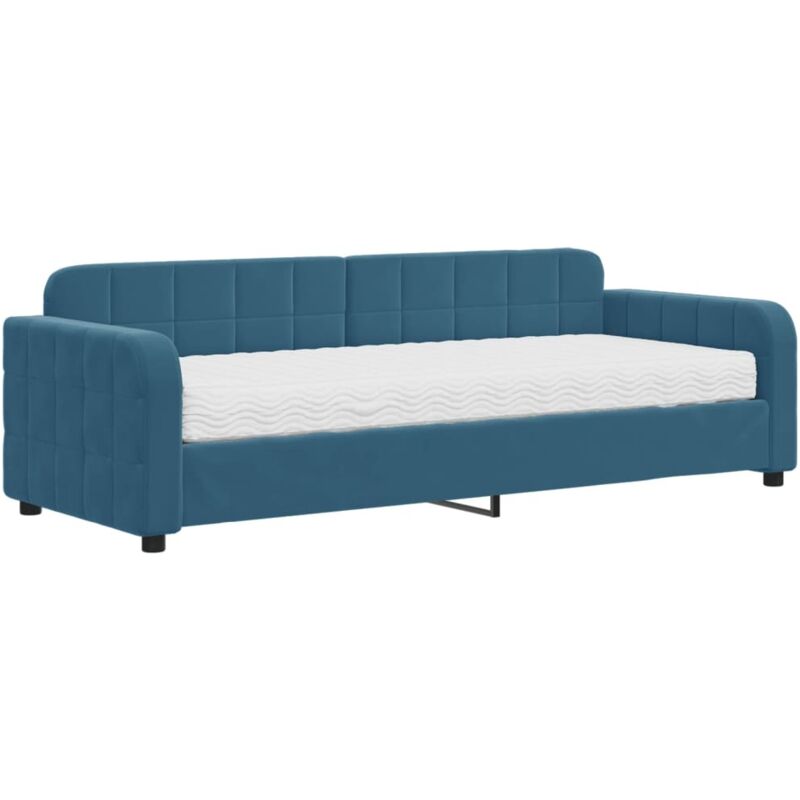 foto del prodotto divano letto con materasso blu 80x200 cm in velluto - vidaxl