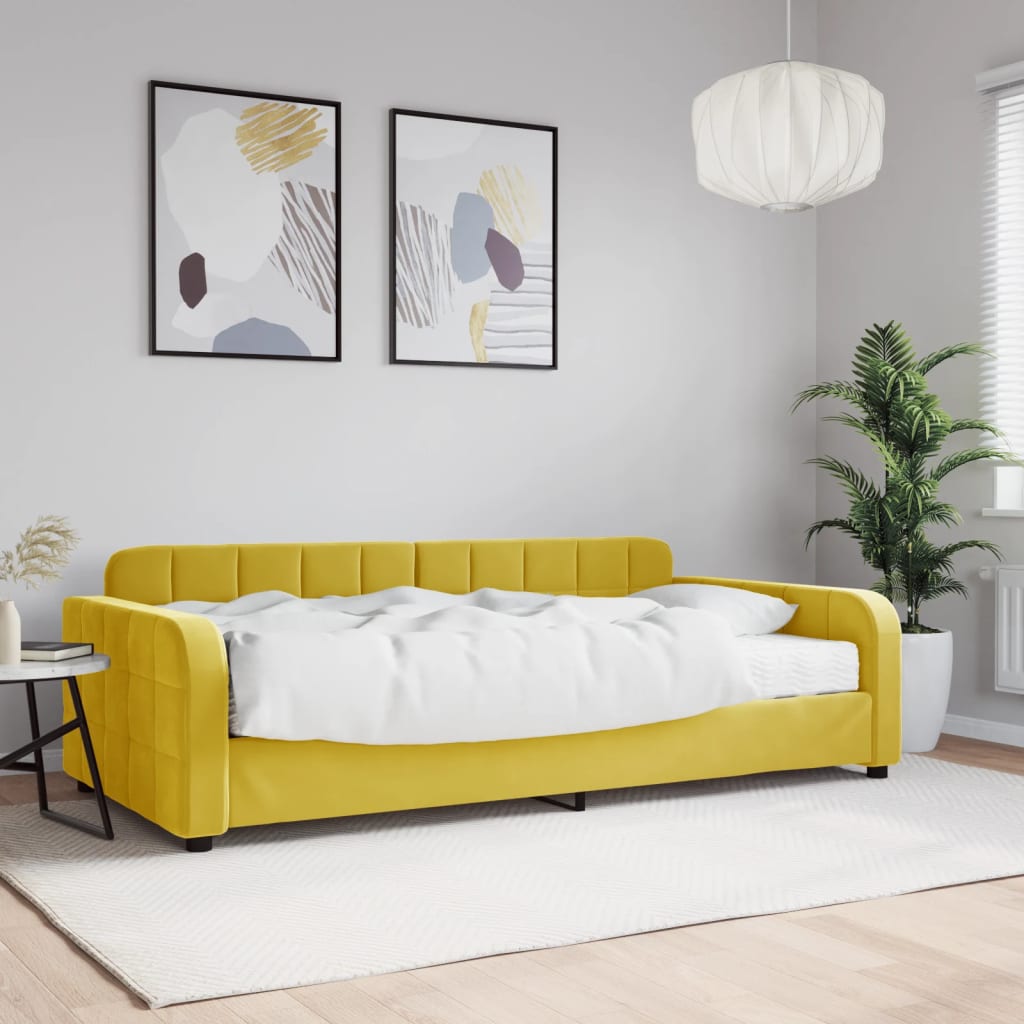 foto del prodotto divano letto con materasso giallo 100x200 cm in vellutocod mxl 122384