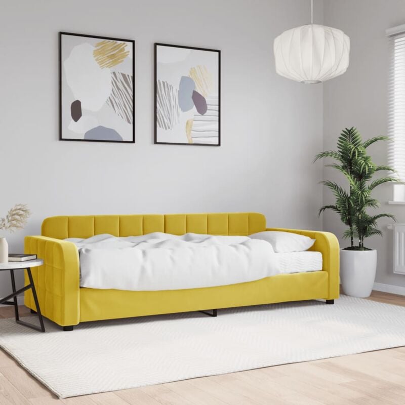foto del prodotto divano letto con materasso giallo 80x200 cm in velluto vidaxl