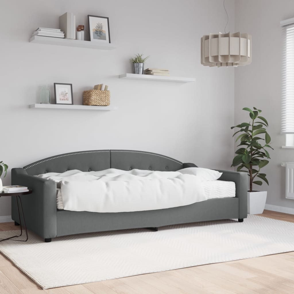 foto del prodotto divano letto con materasso grigio scuro 100x200 cm in tessuto