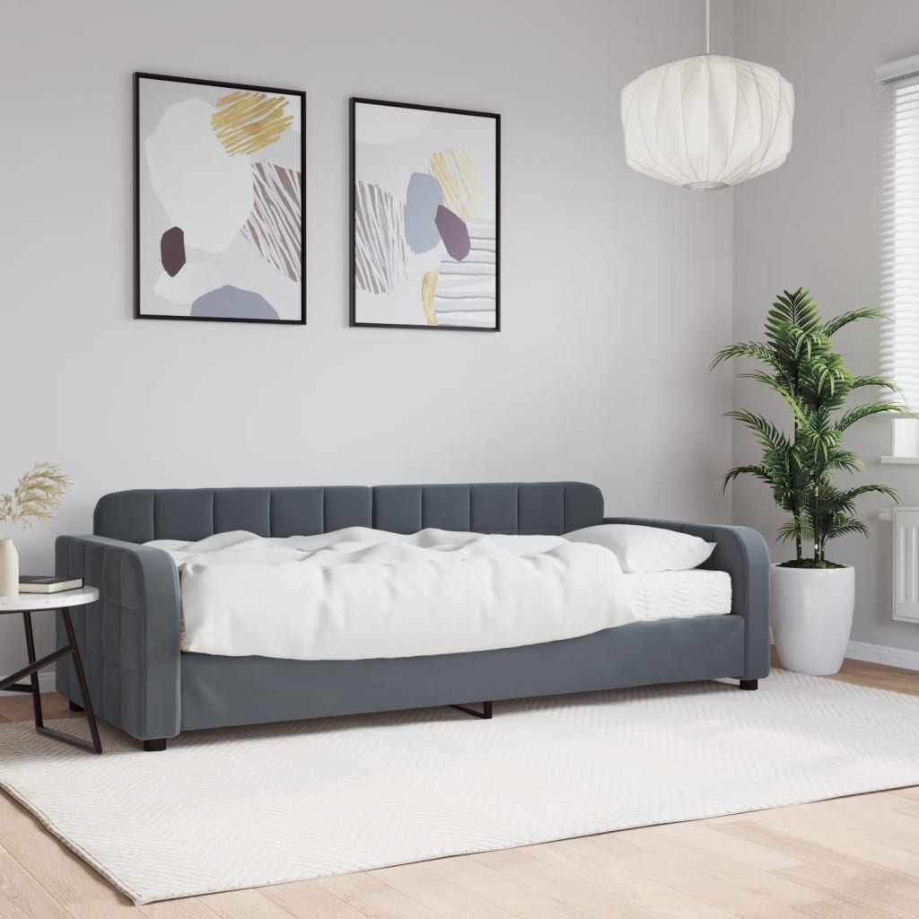 foto del prodotto divano letto con materasso grigio scuro 80x200 cm in velluto