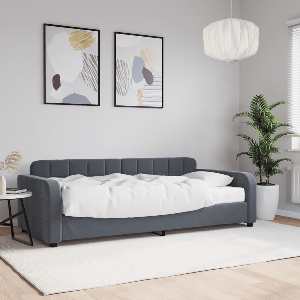 foto del prodotto divano letto con materasso grigio scuro 90x200 cm in velluto