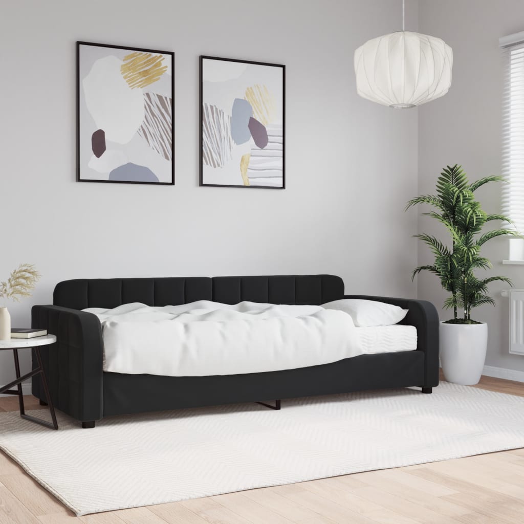 foto del prodotto divano letto con materasso nero 80x200 cm in velluto