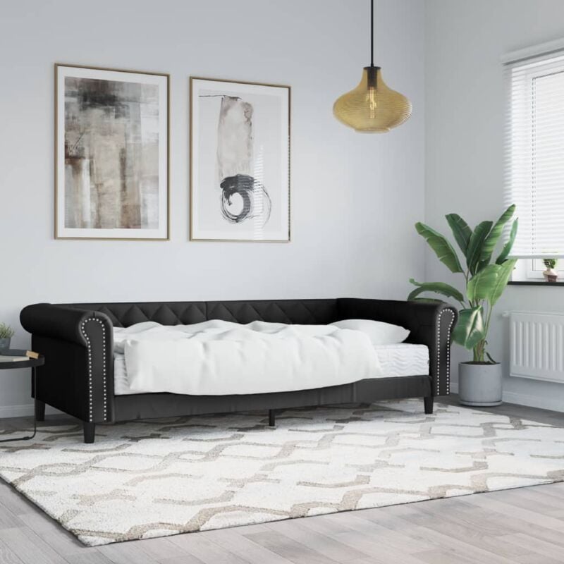 foto del prodotto divano letto con materasso nero 90x200 cm in similpelle