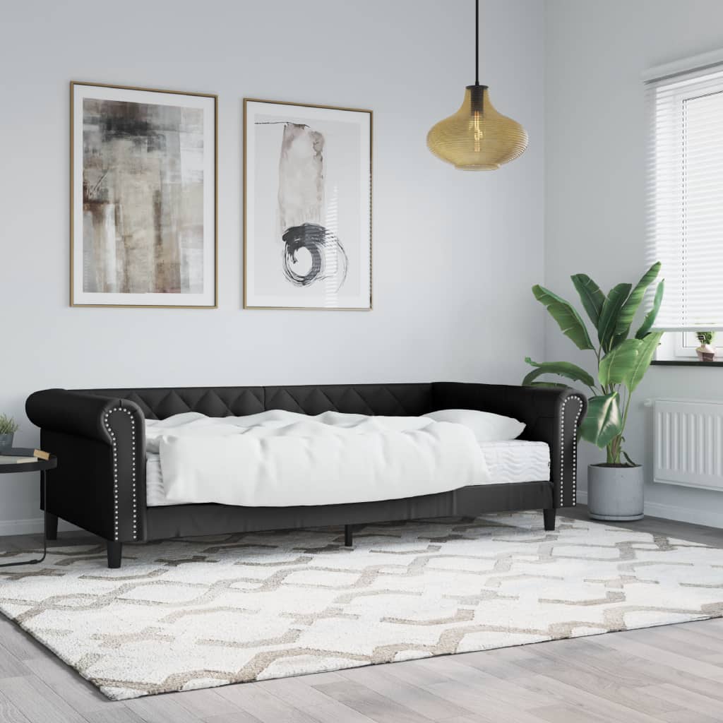 foto del prodotto divano letto con materasso nero 90x200 cm in similpellecod mxl 126819