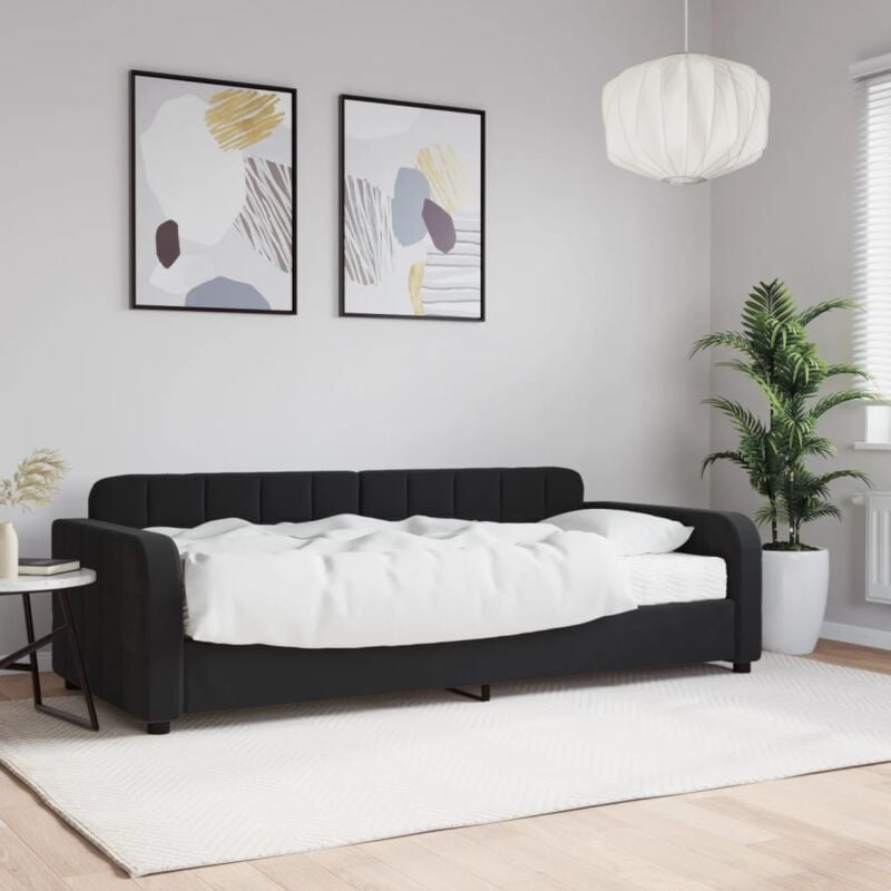 foto del prodotto divano letto con materasso nero 90x200 cm in velluto - vidaxl