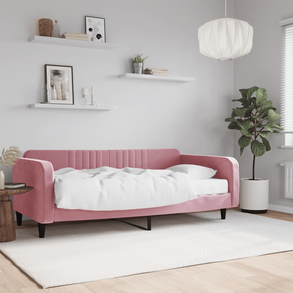 foto del prodotto divano letto con materasso rosa 100x200 cm in vellutocod mxl 122396