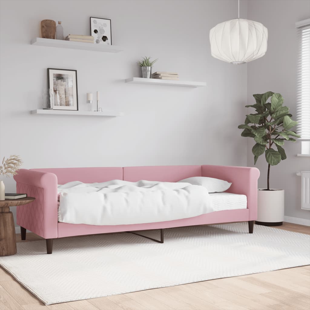 foto del prodotto divano letto con materasso rosa 80x200 cm in velluto