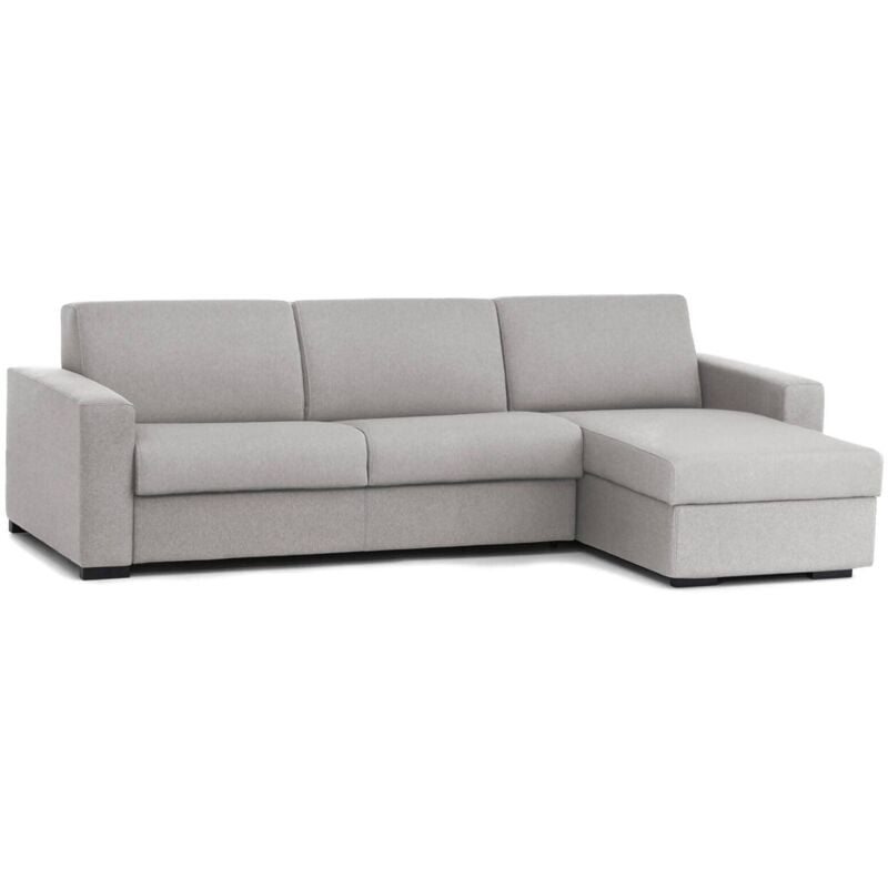 foto del prodotto divano letto con penisola aika, sofà con penisola contenitore reversibile, braccioli standard, 100 made in italy, cm 280x95h90, grigio - talamo