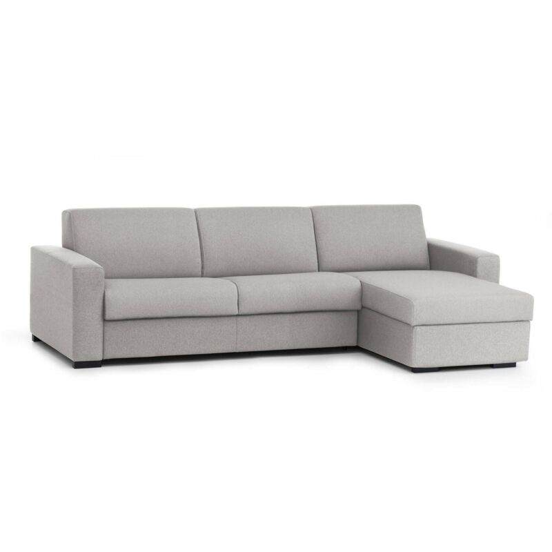 foto del prodotto divano letto con penisola allegria, sof apertura girevole, penisola contenitore reversibile, braccioli slim, 100 made in italy, cm 260x95h90,