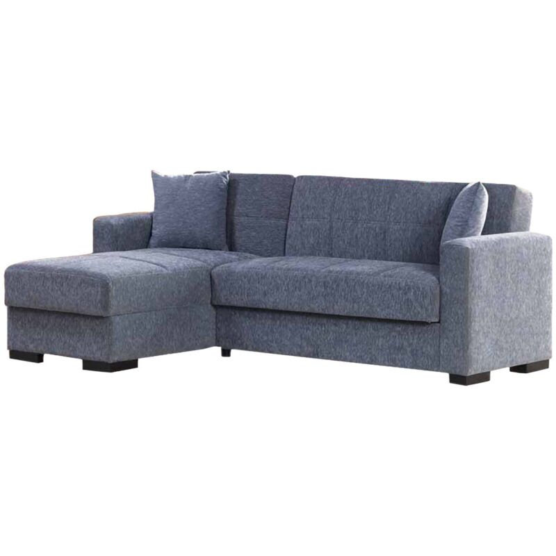 foto del prodotto divano letto con penisola armadillo, divano ad angolo reversibile, sof contenitore da soggiorno con chaise longue e 2 cuscini, 230x150h81 cm, grigio