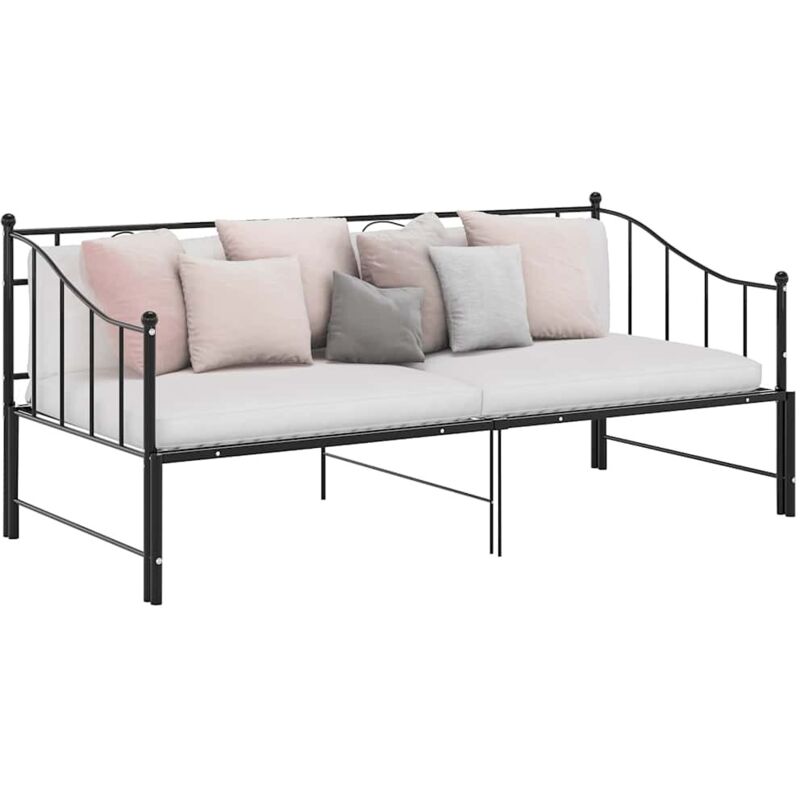 foto del prodotto divano letto con piano estraibile in metallo disponibile in vari colori 90x200cm colore nero