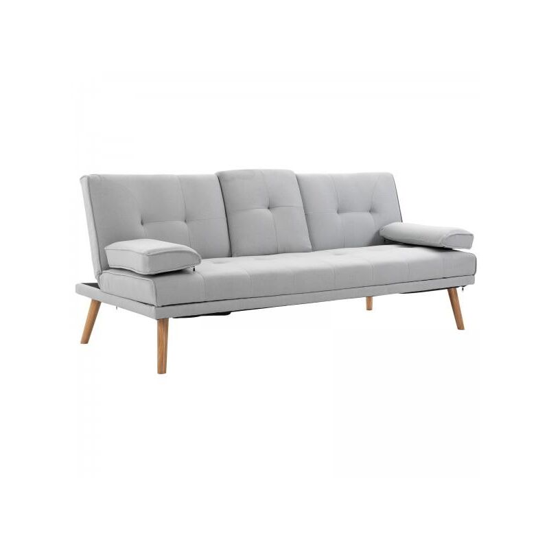 foto del prodotto divano letto con tavolino a ribalta e piedini in legno 181x77x72 cm grigio