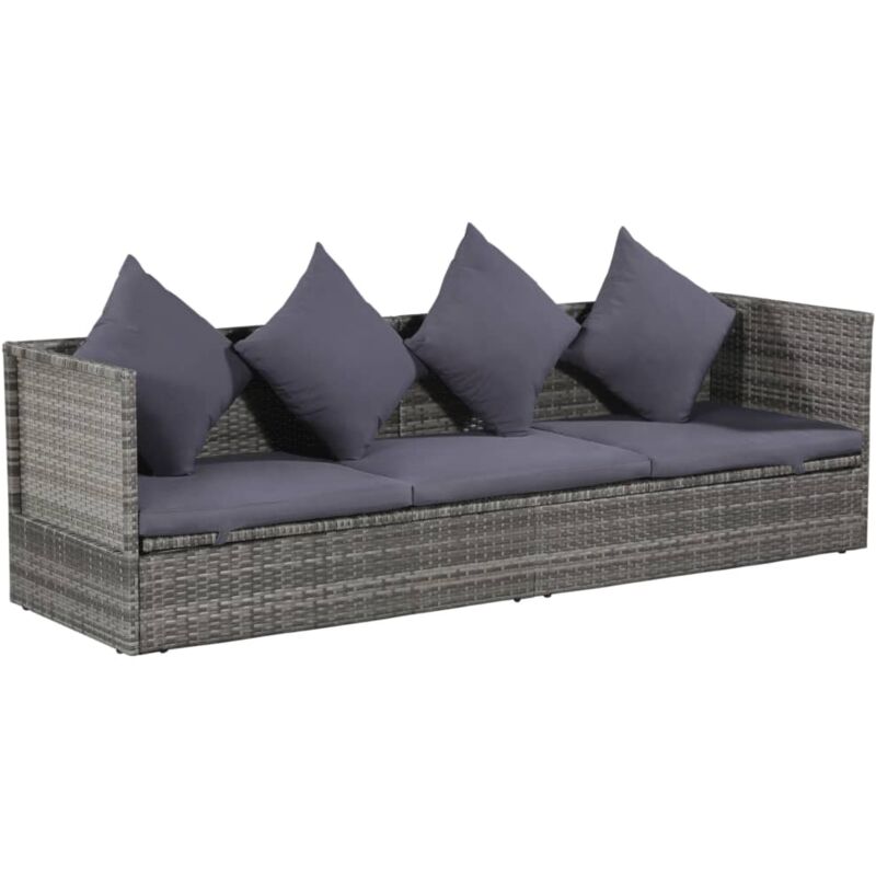 foto del prodotto divano letto da esterni con sedute reclinabile cuscini vari colori disponibili colore grigio