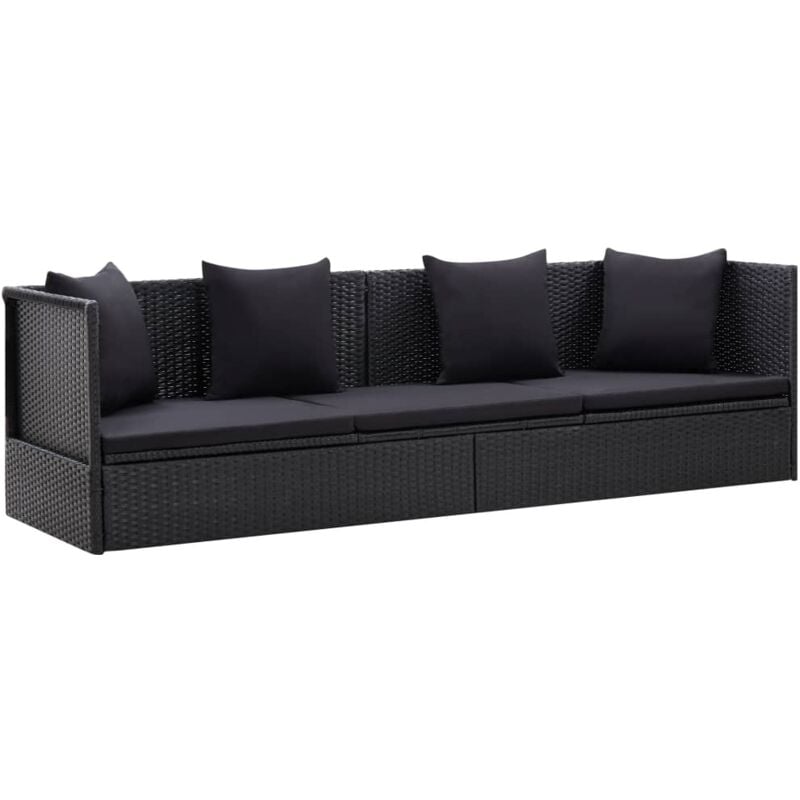 foto del prodotto divano letto da esterni con sedute reclinabile cuscini vari colori disponibili colore nero