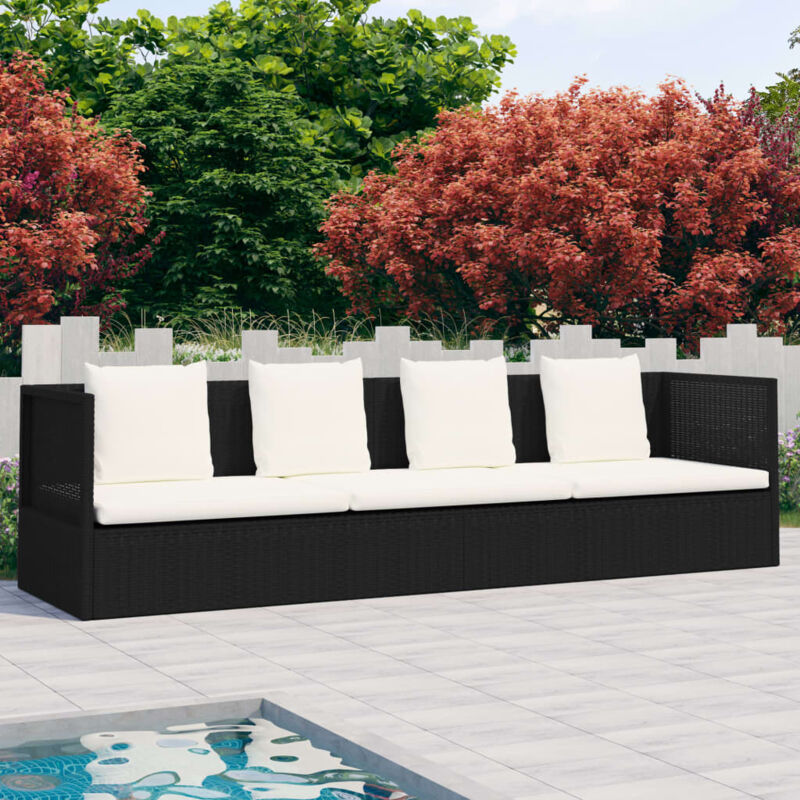 foto del prodotto divano letto da esterni con sedute reclinabile cuscini vari colori disponibili colore nero e bianco