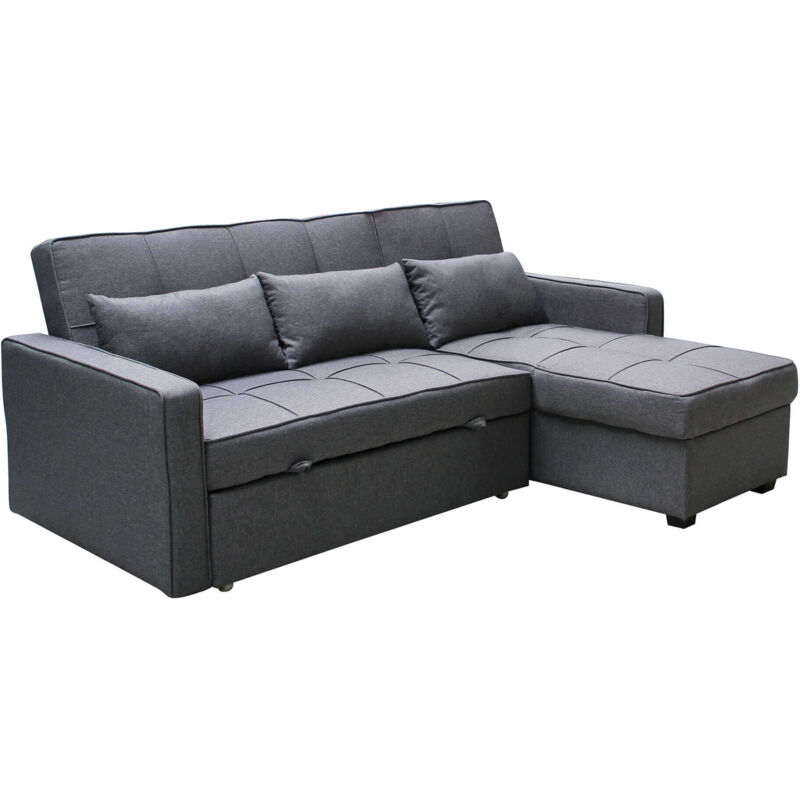 foto del prodotto divano letto da interno in acciaio e tessuto con cuscini inclusi easy bed darkgrey