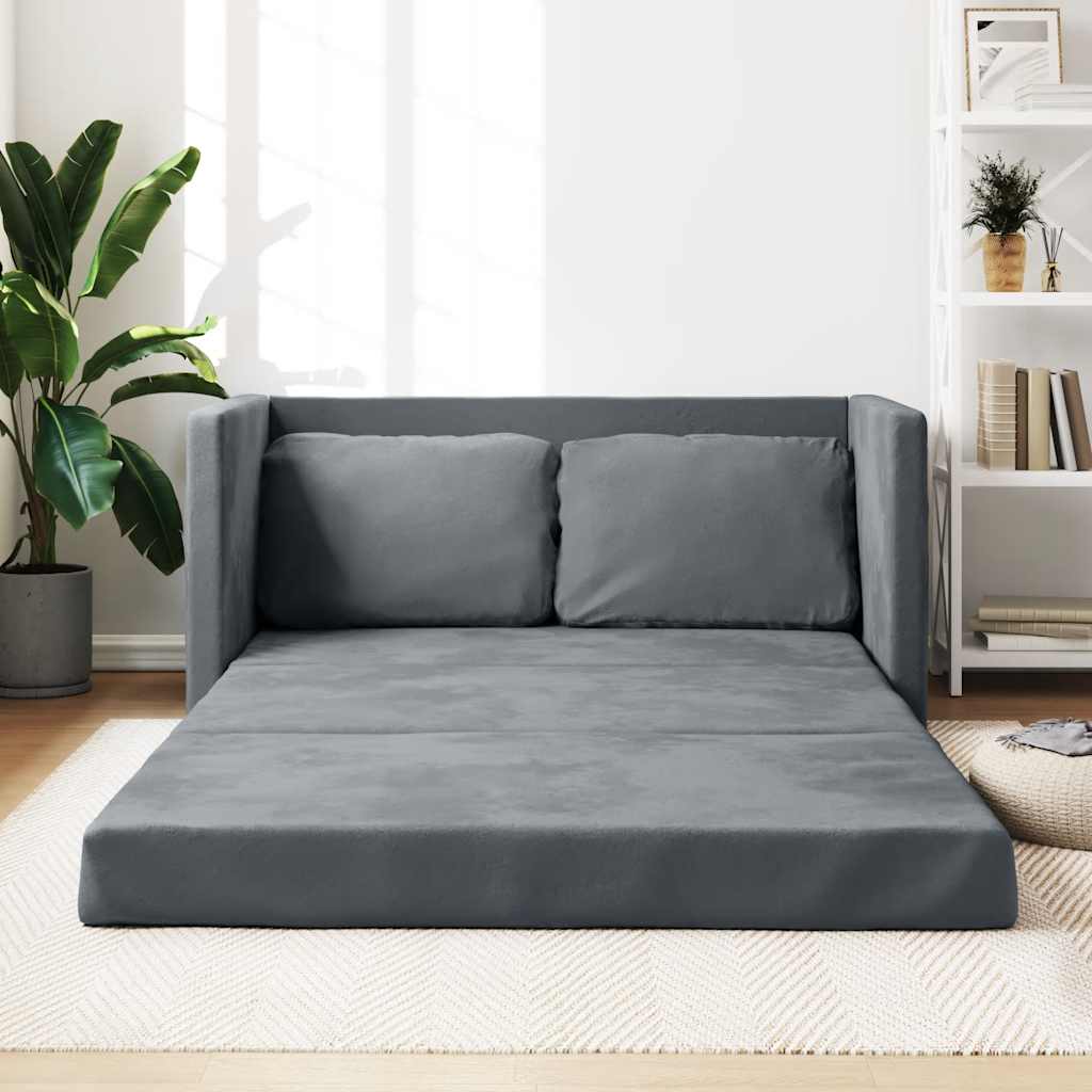 foto del prodotto divano letto da terra 2 in 1 grigio scuro 122x204x55 cm vellutocod mxl 107789