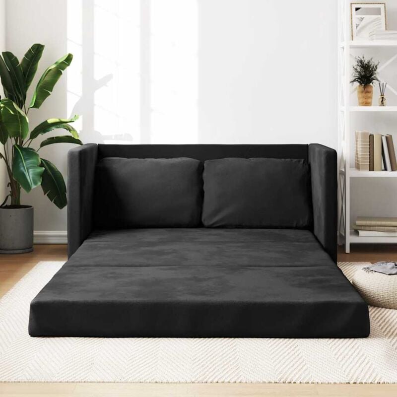 foto del prodotto divano letto da terra 2 in 1 nero 122x204x55 cm velluto vidaxl