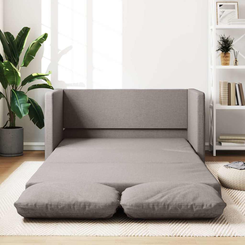 foto del prodotto divano letto da terra 2 in 1 tortora 112x174x55 cm tessuto