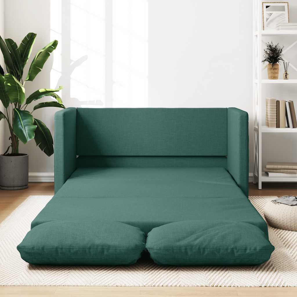 foto del prodotto divano letto da terra 2 in 1 verde scuro 112x174x55 cm tessuto
