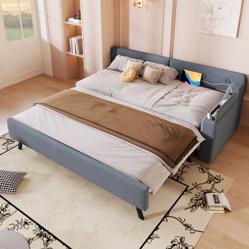 foto del prodotto divano letto, divano letto, divano letto, 90x200cm, divano letto con rete a doghe senza materasso , con letto estraibile con contenitore pieghevole,
