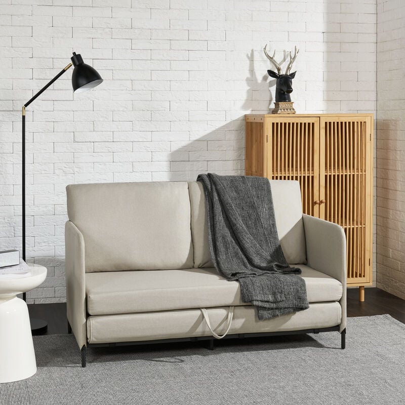 foto del prodotto divano letto estensibile soini 1 piazza e mezza 120 x 186 cm beige en.casa 