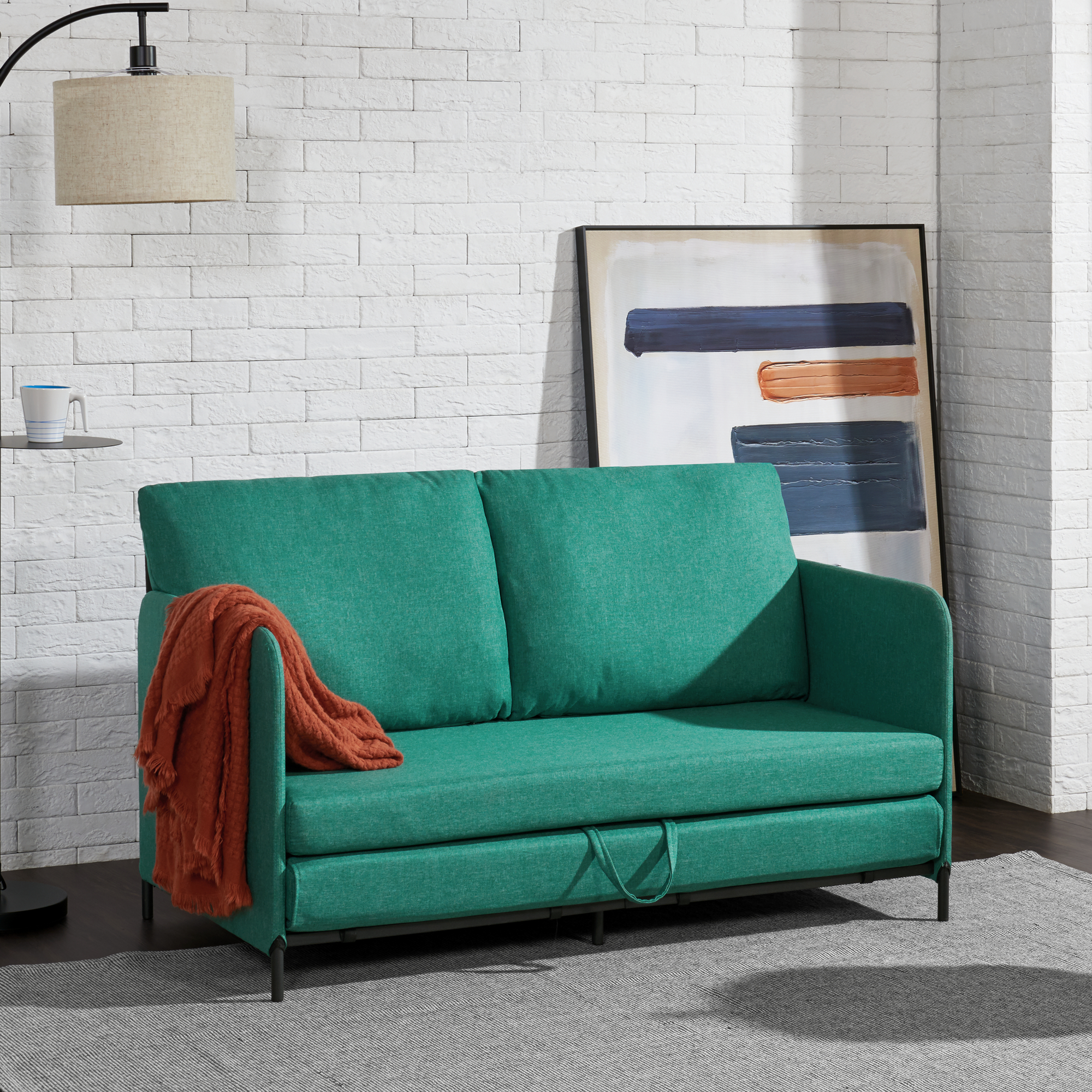 foto del prodotto divano letto estensibile soini 1 piazza e mezza 120 x 186 cm verde en.casa 