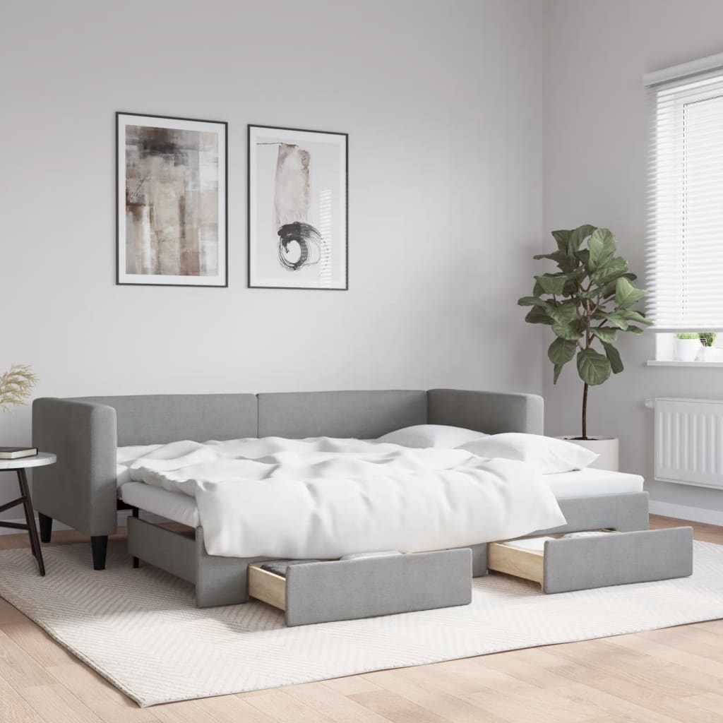 foto del prodotto divano letto estraibile cassetti grigio chiaro 80x200cm tessutocod mxl 106650