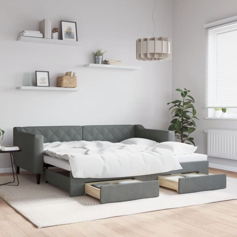 foto del prodotto divano letto estraibile cassetti grigio scuro 90x190cm tessuto vidaxl 228939