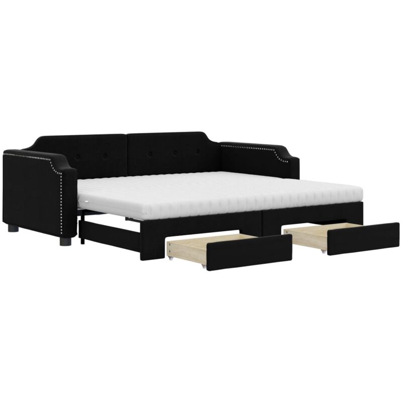 foto del prodotto divano letto estraibile con cassetti nero 80x200 cm in tessuto vidaxl