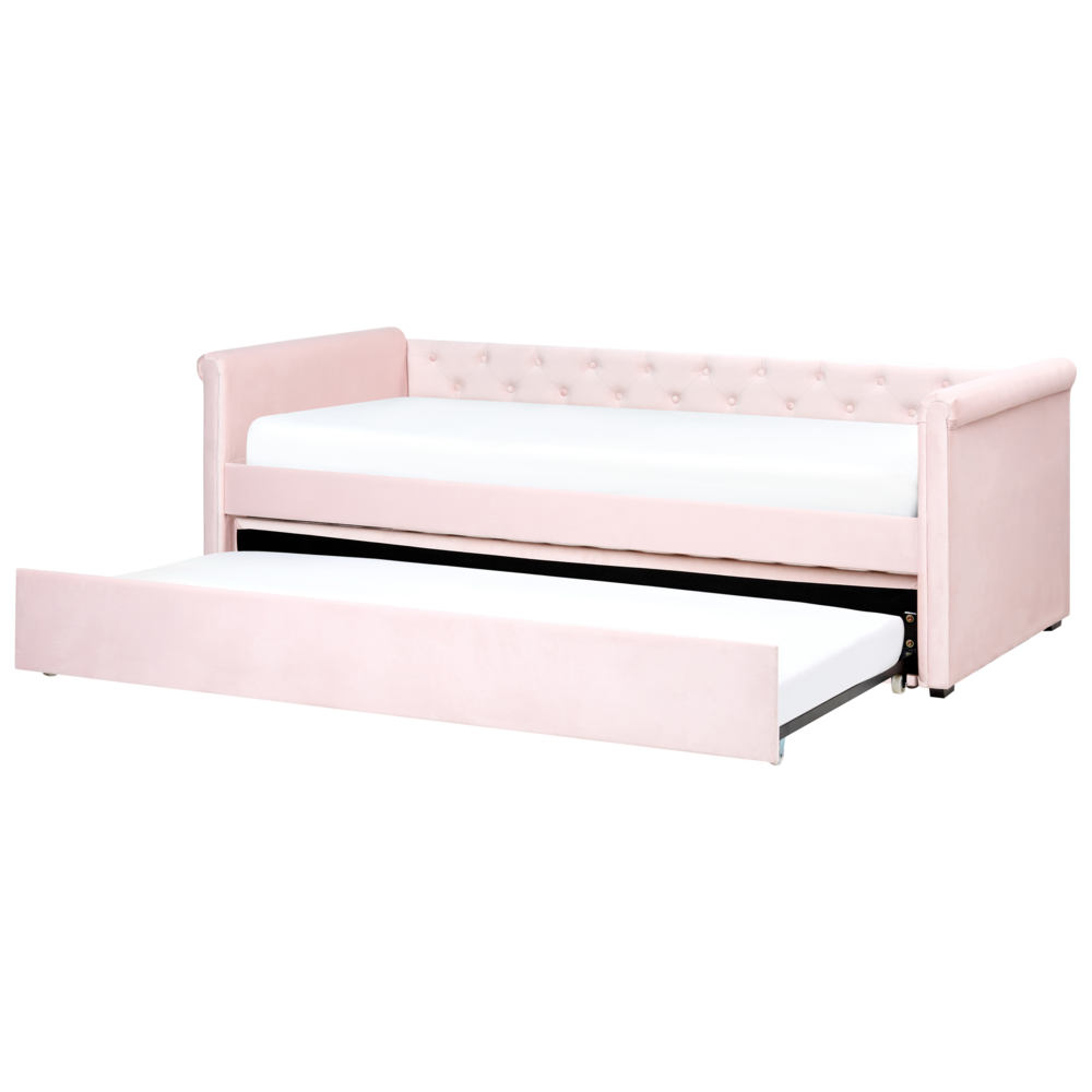 foto del prodotto divano letto estraibile rivestimento in tessuto beige small single size guest underbed abbottonato
