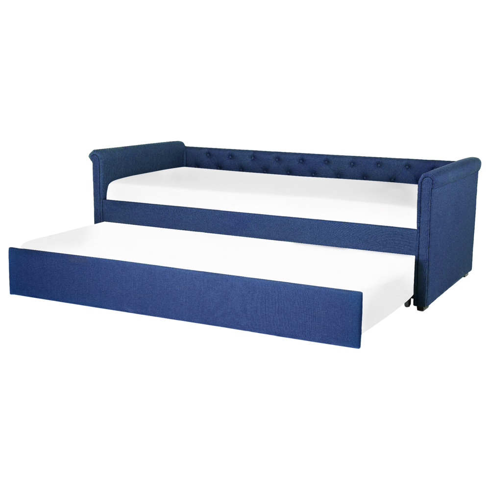 foto del prodotto divano letto estraibile rivestimento in tessuto blu small single size guest underbed abbottonato