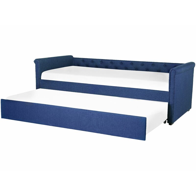 foto del prodotto divano letto estraibile tessuto blu navy rete a doghe 80 x 200 cm libourne