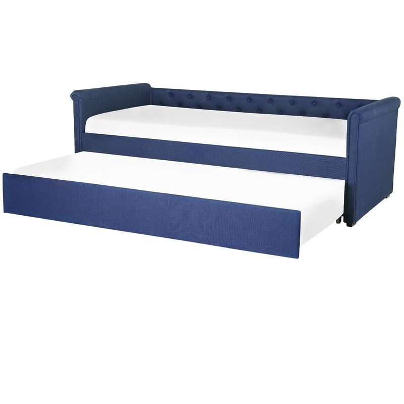 foto del prodotto divano letto estraibile tessuto blu navy rete a doghe 90 x 200 cm libourne