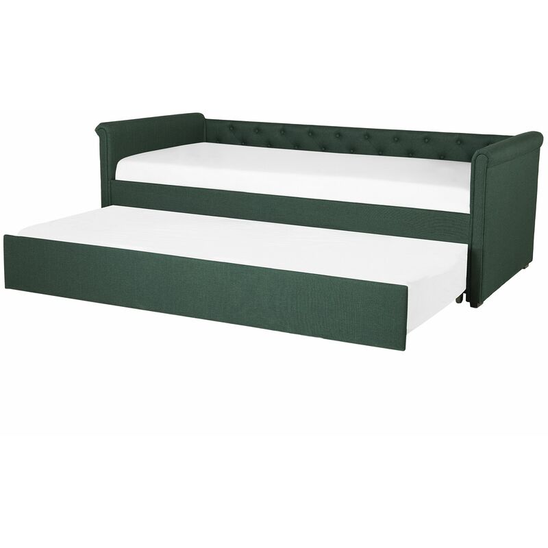 foto del prodotto divano letto estraibile tessuto verde scuro rete a doghe 90 x 200 cm libourne
