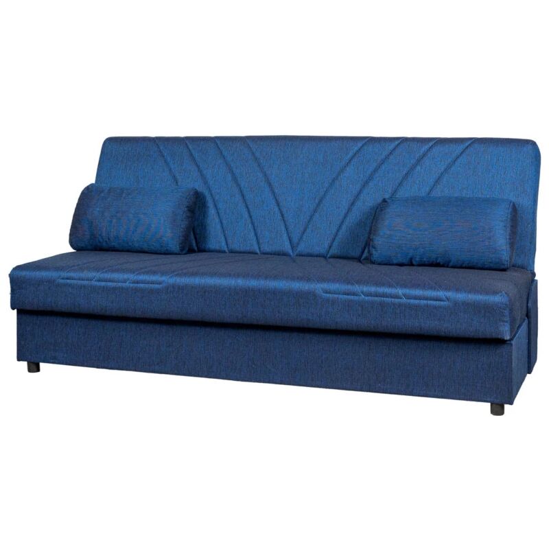 foto del prodotto divano letto fiji 3 posti in tessuto blu con cassettone contenitore, 183x81x89 cm