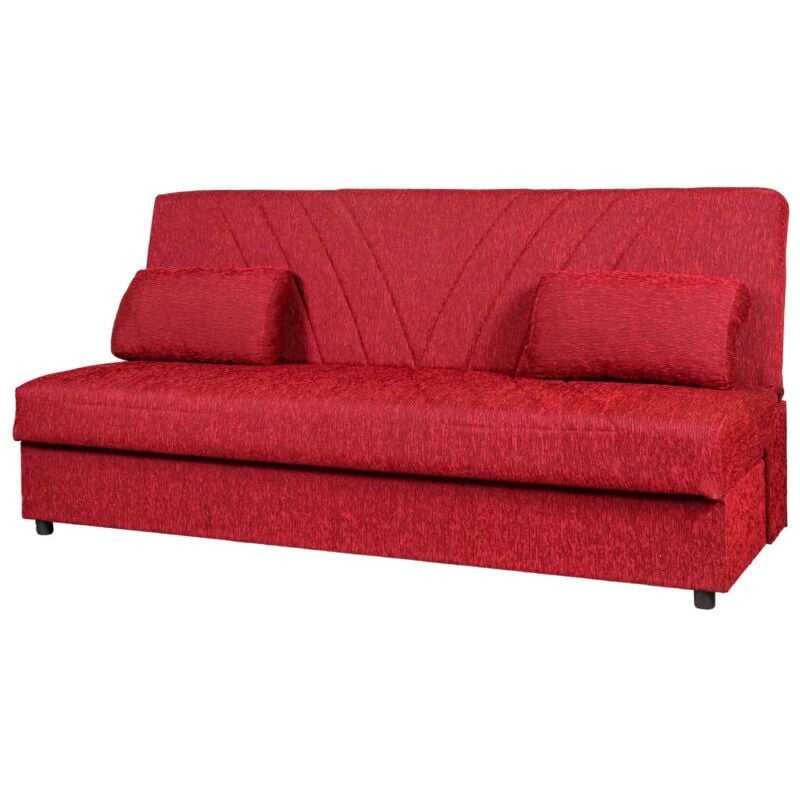 foto del prodotto divano letto fiji 3 posti in tessuto rosso con cassettone contenitore, 183x81x89 cm