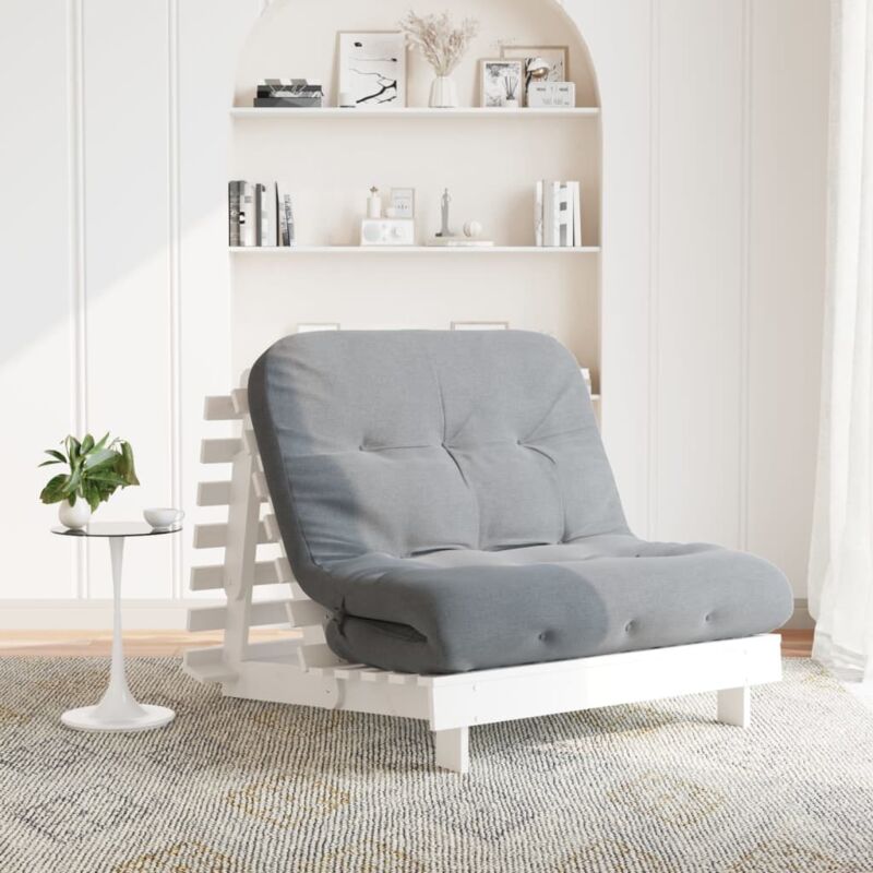 foto del prodotto divano letto futon con materasso bianco 100x206x11cm legno pino vidaxl