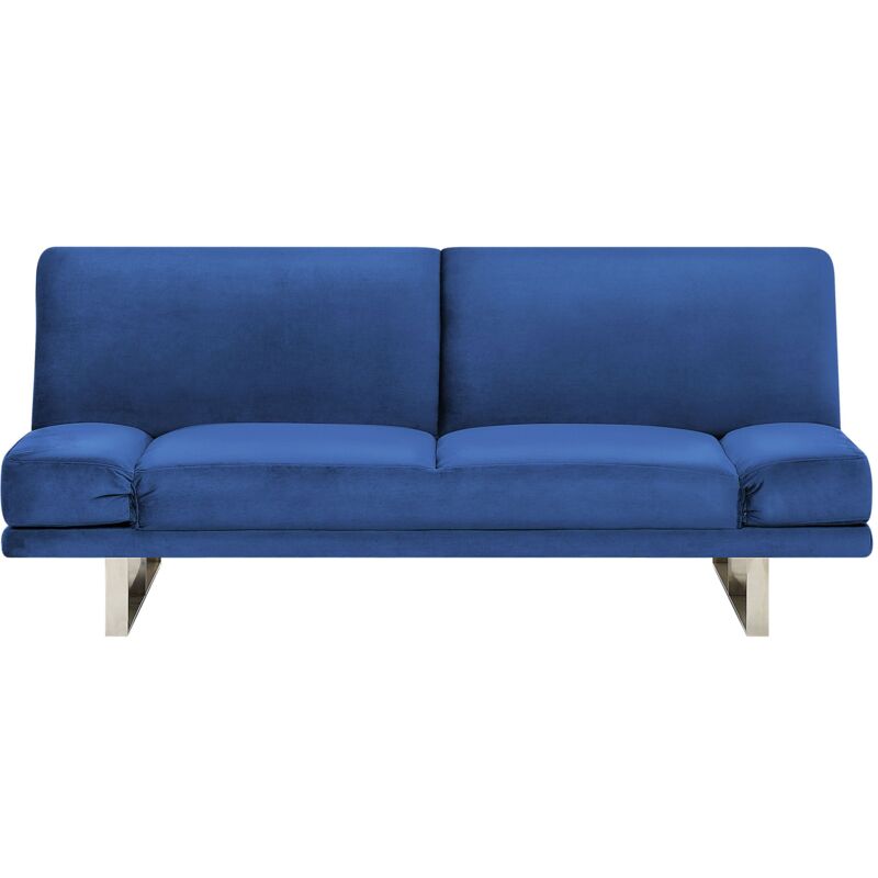 foto del prodotto divano letto imbottitura in velluto blu 3 posti braccioli regolabili york