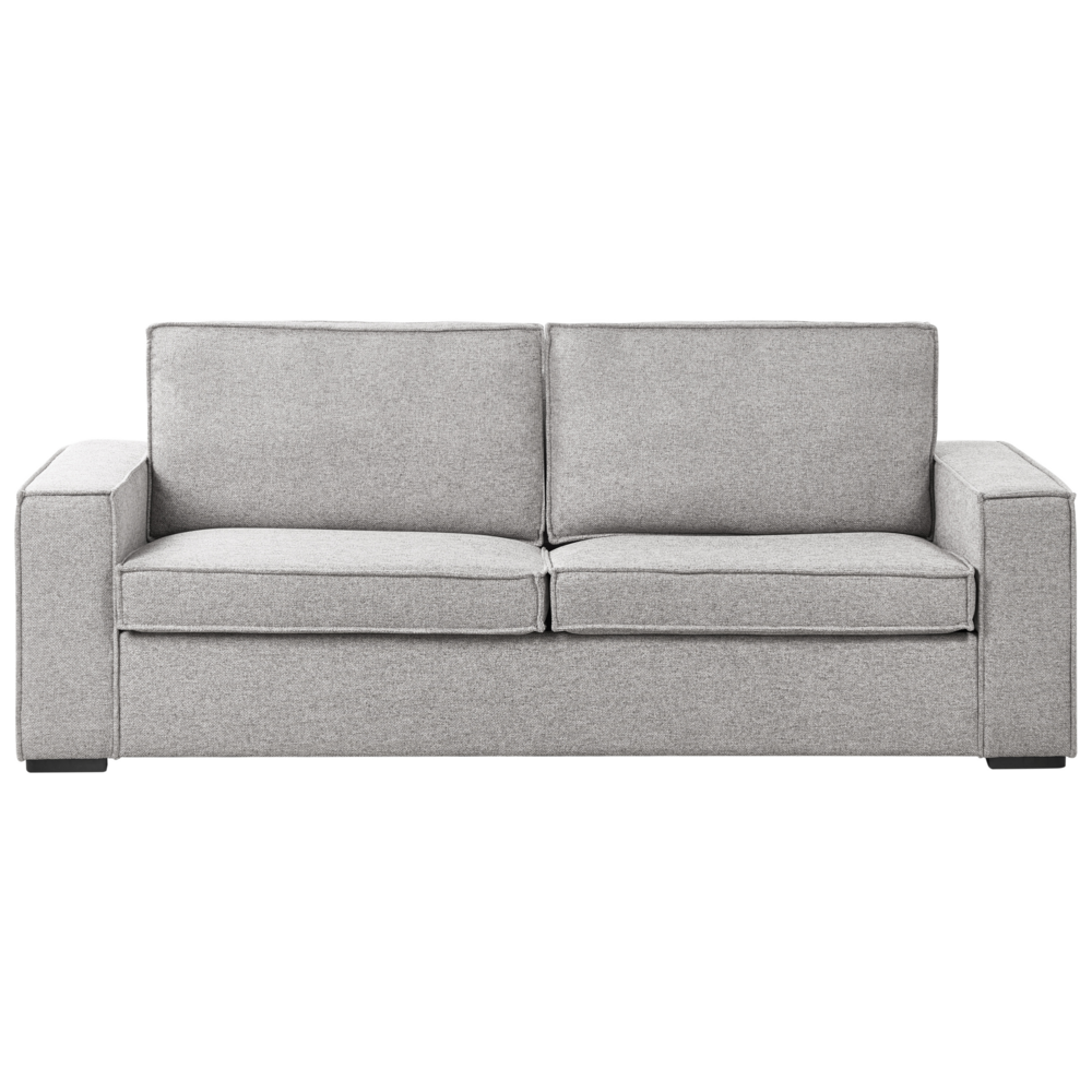 foto del prodotto divano letto in tessuto grigio divano letto trasformabile a 3 posti con struttura e materasso