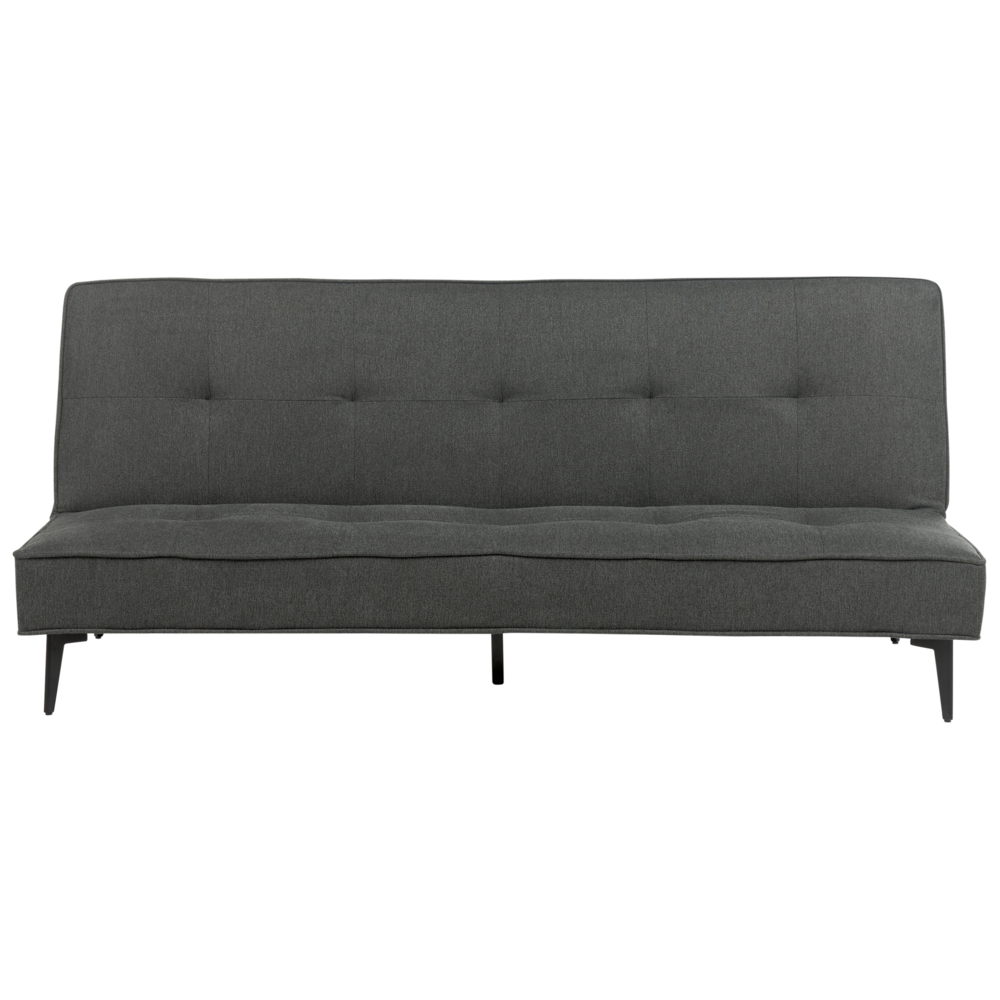 foto del prodotto divano letto in tessuto grigio scuro soggiorno moderno trasformabile a 3 posti senza braccioli design minimalista