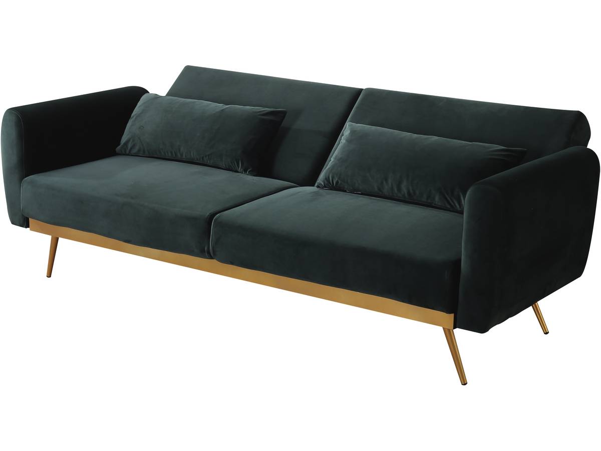 foto del prodotto divano letto in velluto donia 203 x 81 x 83 cm 3 posti verde scuro