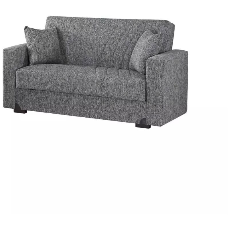 foto del prodotto divano letto mali 2 posti con cassettone in tessuto grigio, 152x74x83 cm