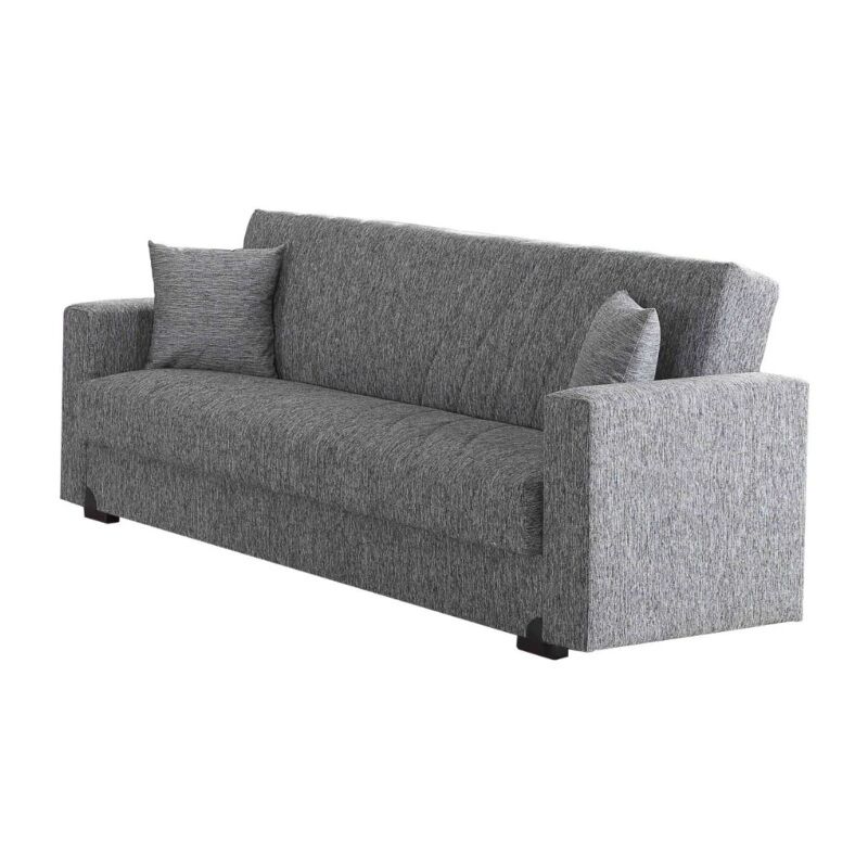 foto del prodotto divano letto mali 3 posti in tessuto grigio con cassettone, 212x74x83 cm