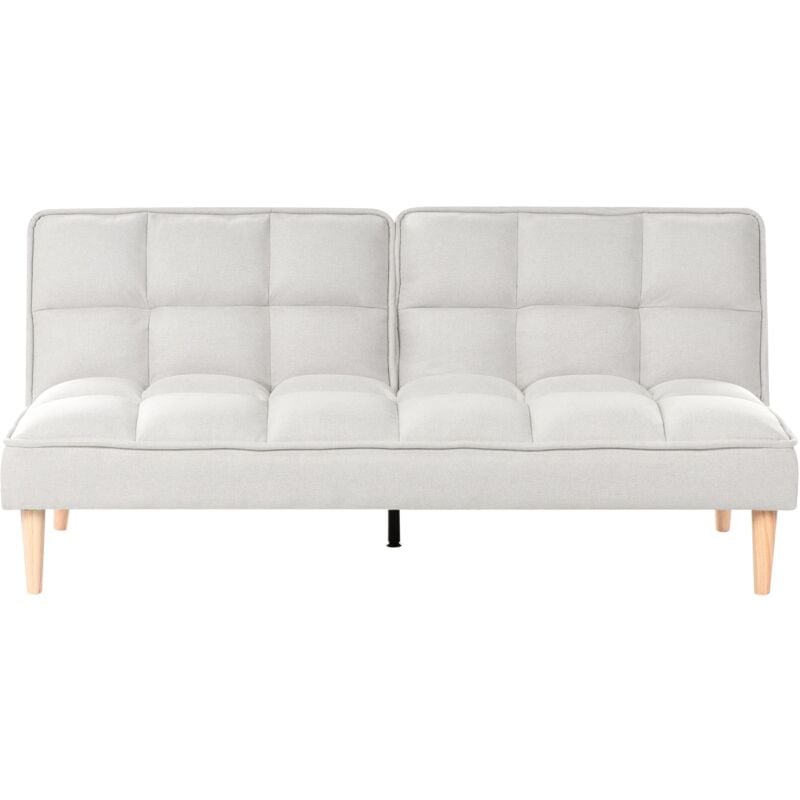 foto del prodotto divano letto moderno con tessuto facile da pulire, senza braccioli meccanismo click clack bianco sporco siljan