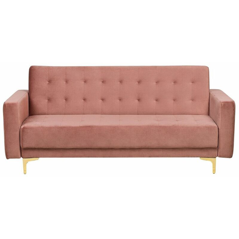 foto del prodotto divano letto modulare a 3 posti in velluto imbottito color rosa aberdeen